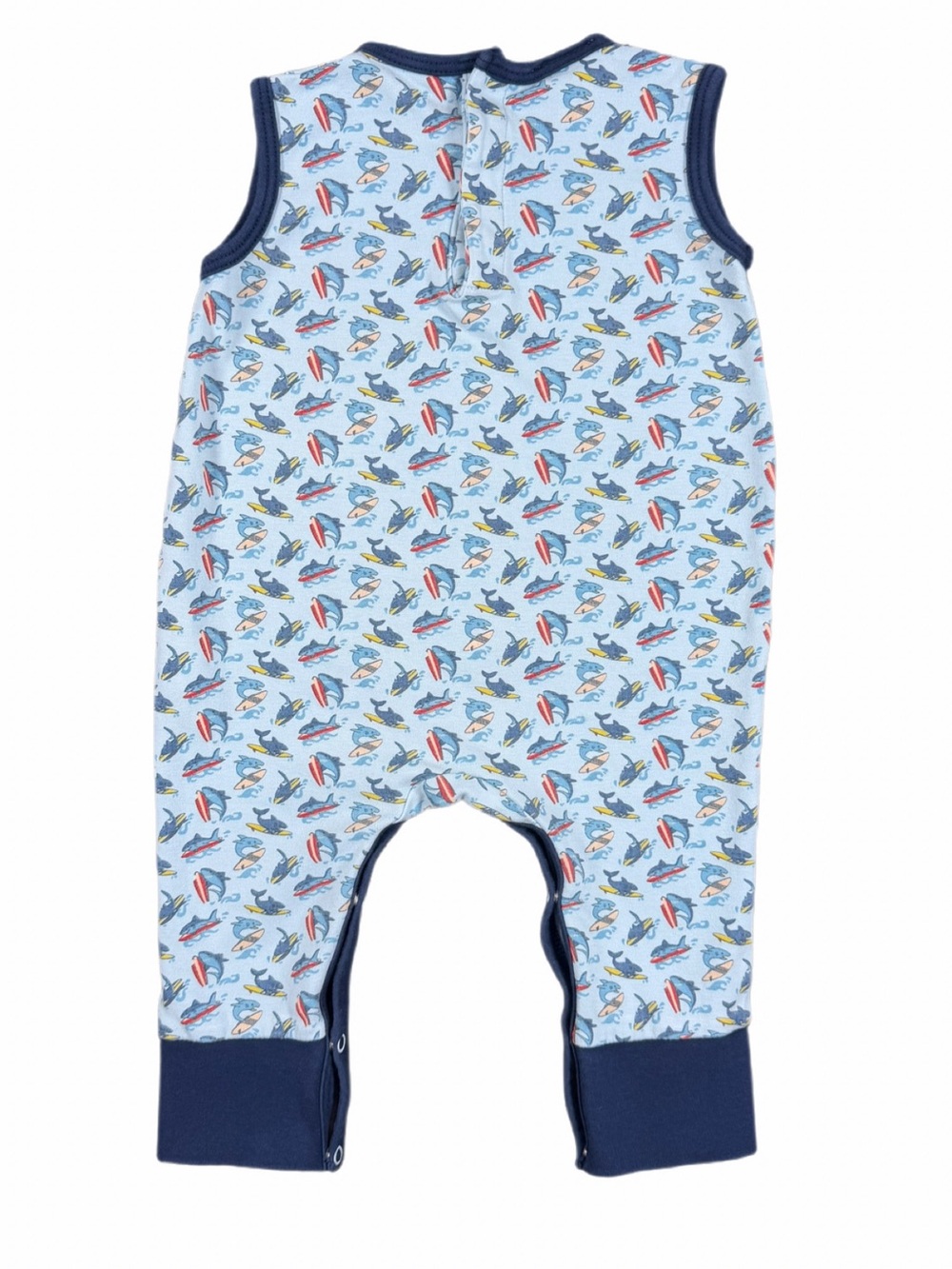 MAGNOLIA BABY Sleeveless Pima “Sharkie The Surfer” Jumpsuit - 6M - Picture 3 of 3